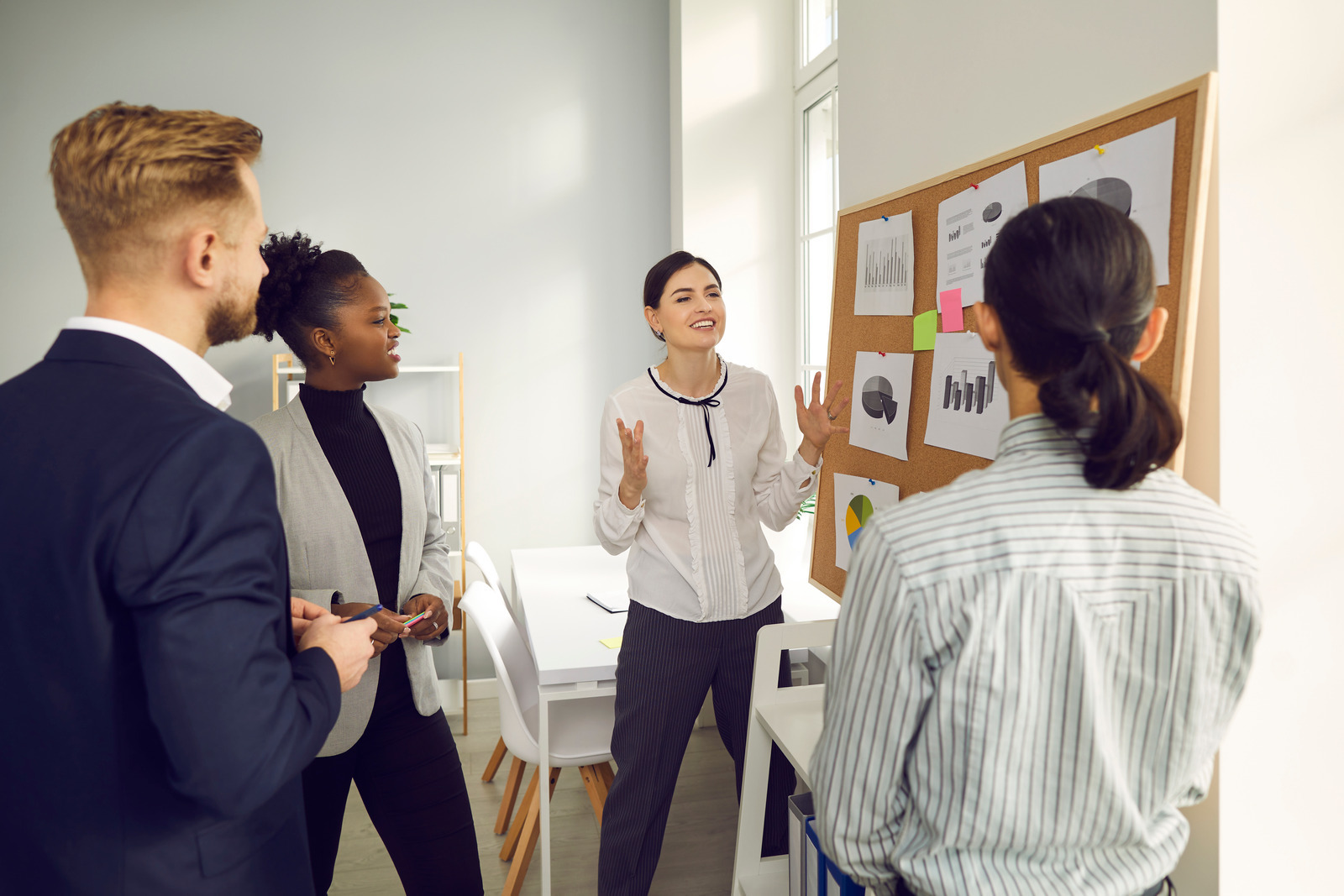A group of people discussing something